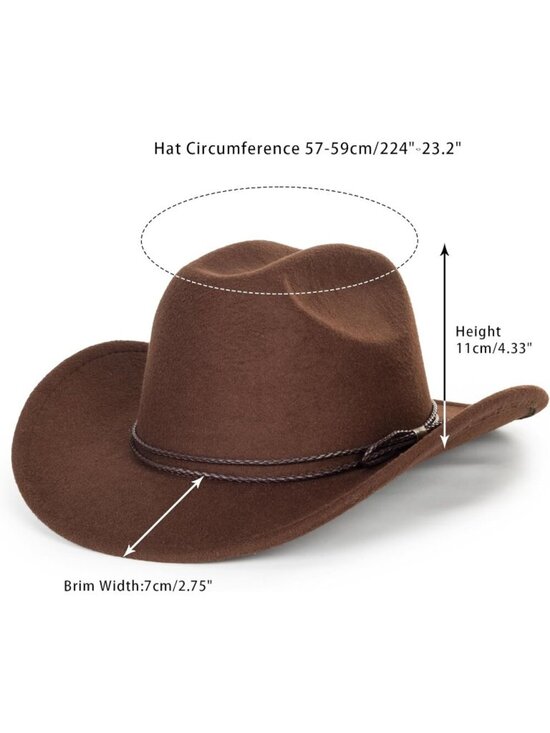 Women C-Brown Polyester Premium Classic Fedora Hat with Buckle Belt (Size:M-L) main image 5